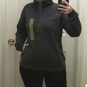 Tangerine Mineral Wash 1/4 Zip Pullover Top Sweatshirt Long Sleeve Grey M Woman